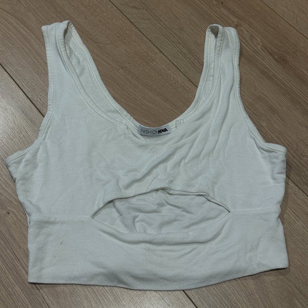 FASHIONNOVA White Cutout Tank